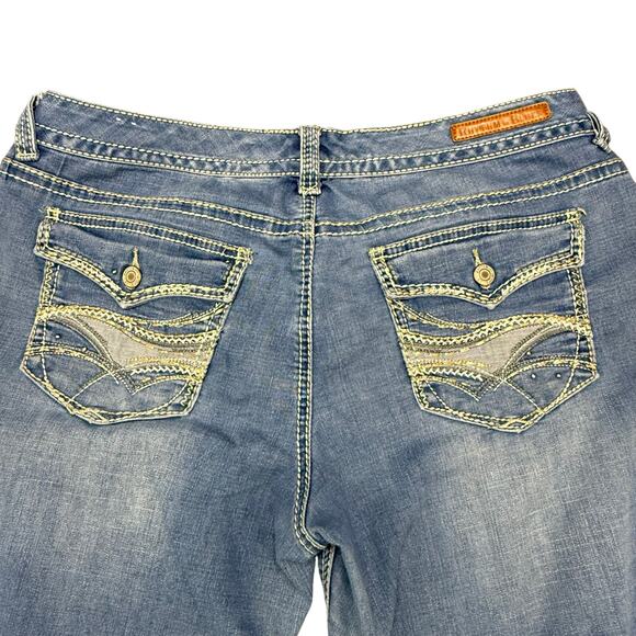 Rhythm in Blues Embroidered Pockets Stretch Blue Jeans Size 14 Reg‎ *(36x29)* - Picture 6 of 13